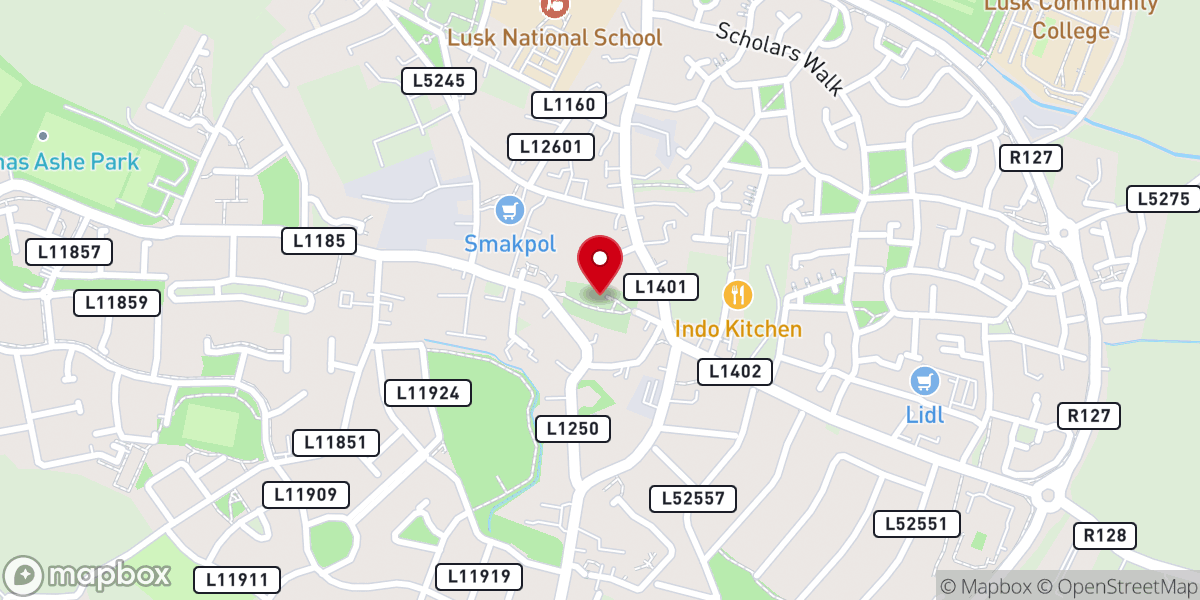 Map showing location of Lusk Round Tower
