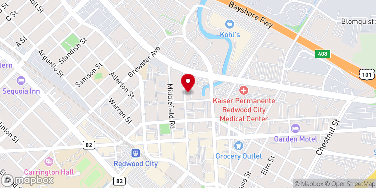 Map showing location of WestGate Church | Redwood City Campus