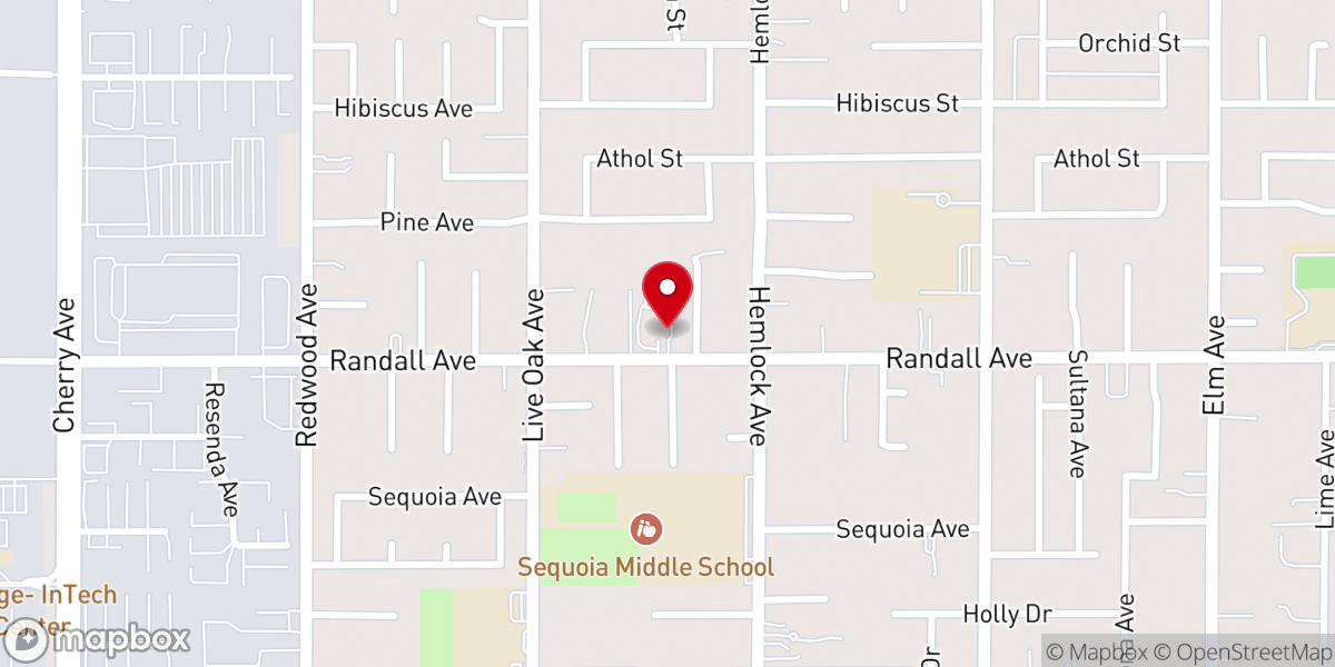 Map showing location of West Side Baptist Church of Fontana
