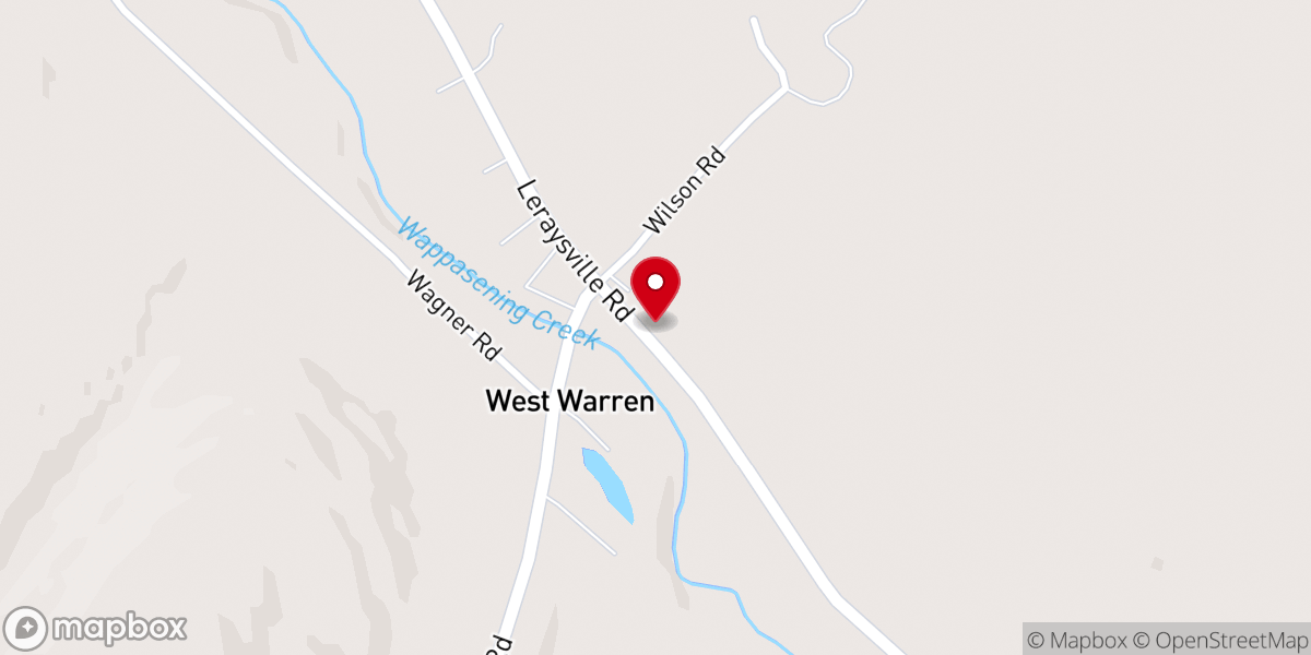 Map showing location of West Warren Congregational Church