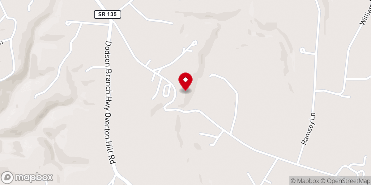 Map showing location of Dodson Branch Church