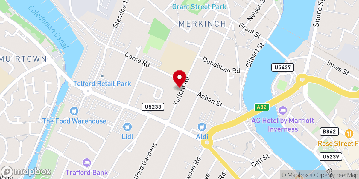 Map showing location of Inverness Reformed Baptist Church