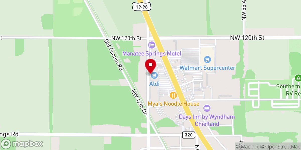 Map showing location of Chiefland Regional Shopping Center