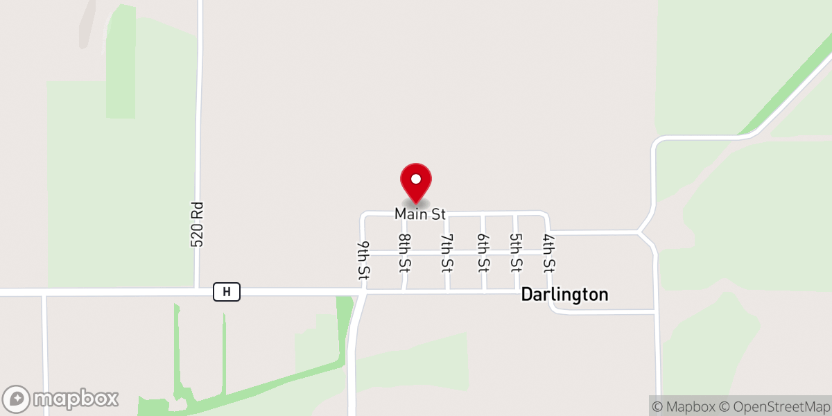 Map showing location of Darlington Baptist Church