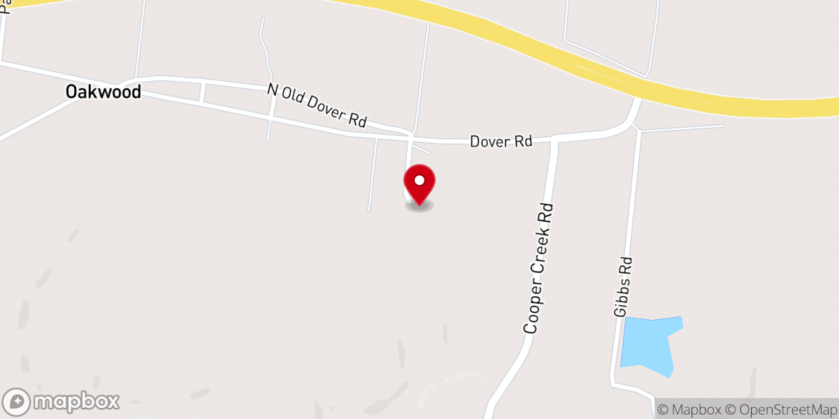 Map showing location of Oakwood Free Will Baptist Church