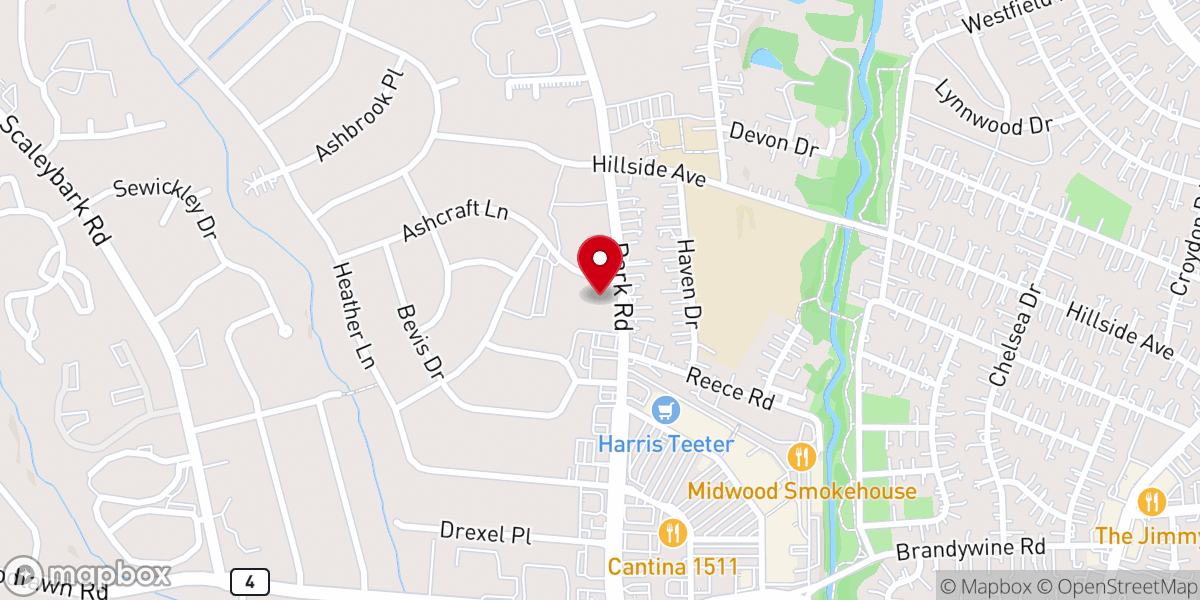 Map showing location of Park Road Baptist Church