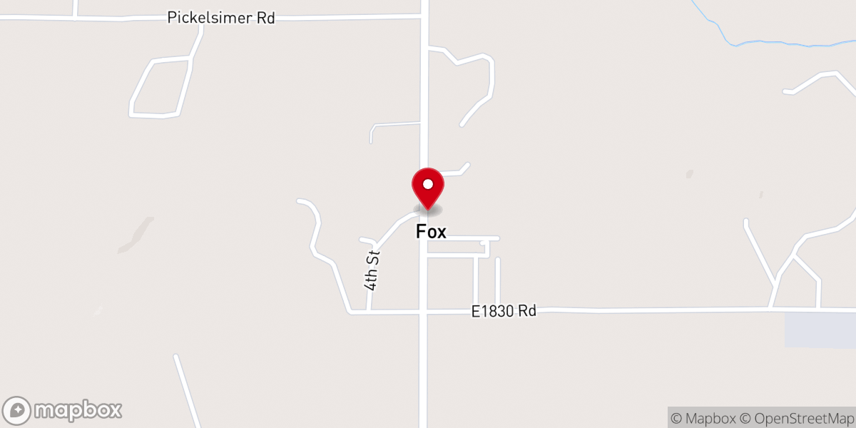 Map showing location of Fox, OK 73435
