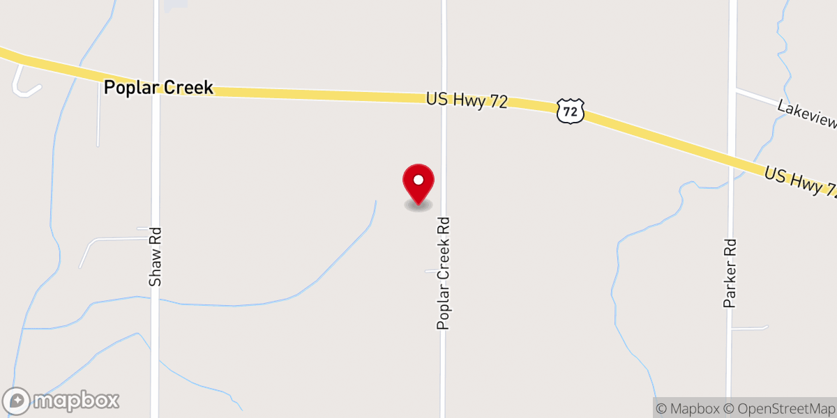 Map showing location of Poplar Creek Missionay Baptist