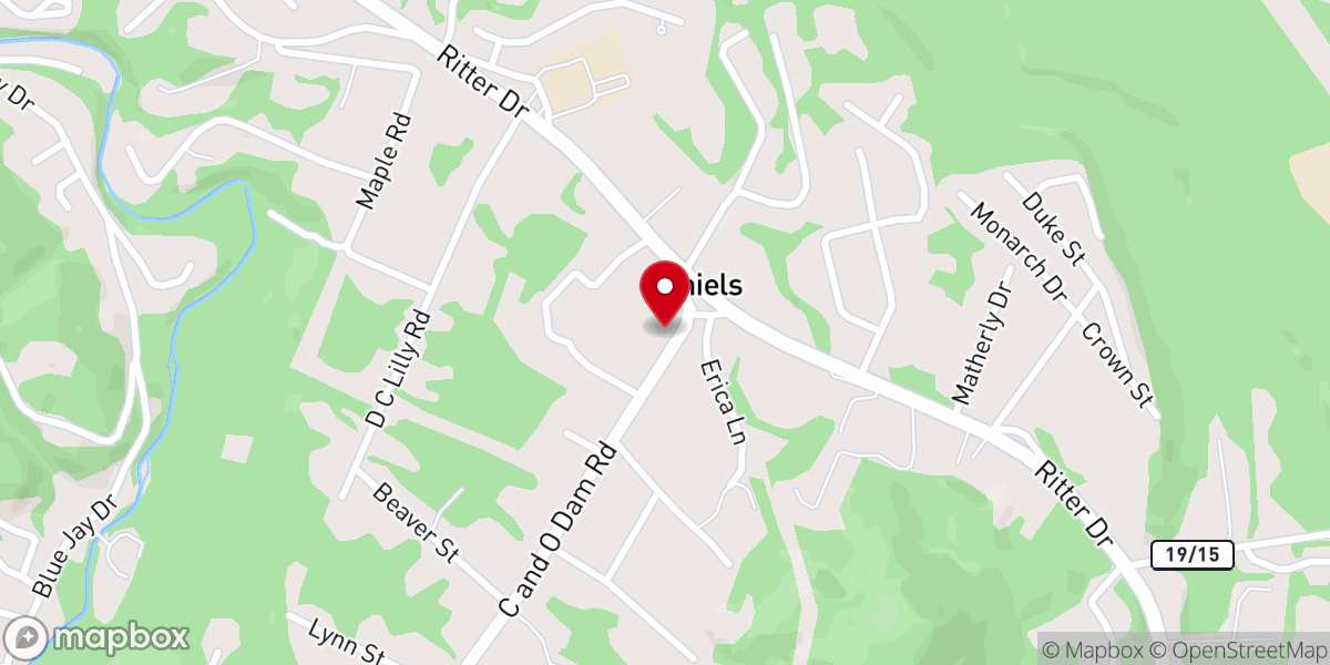 Map showing location of Daniels Missionary Baptist Church