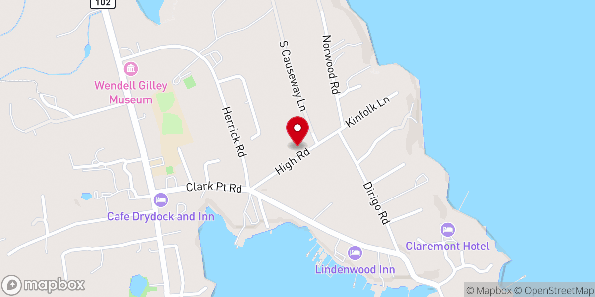 Map showing location of Southwest Harbor Congregational Church