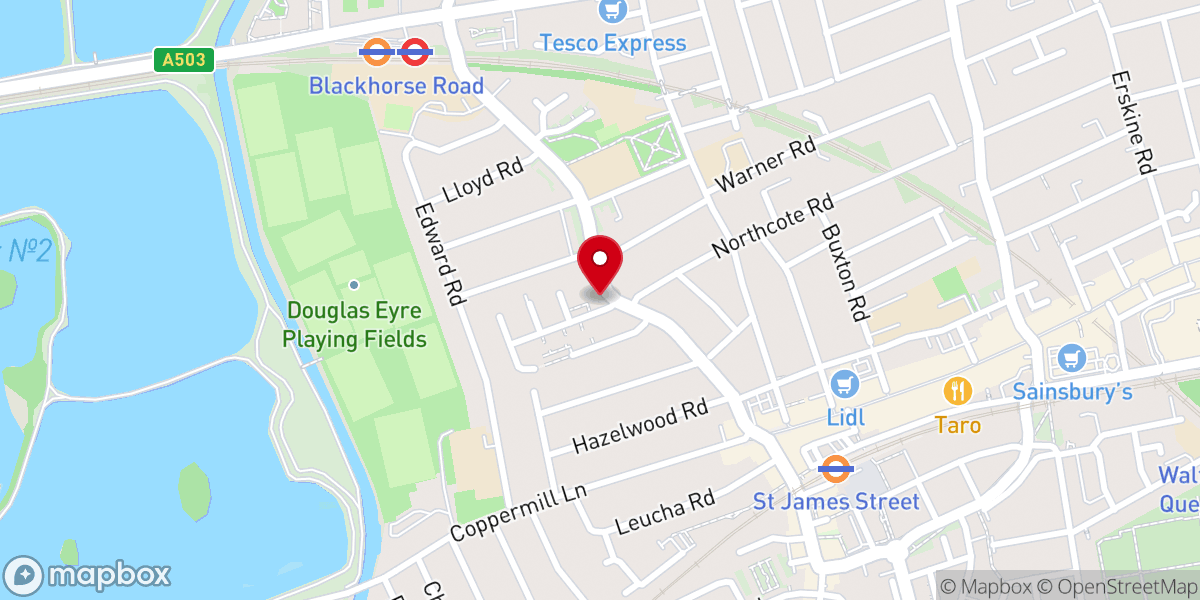 Map showing location of Blackhorse Road Baptist Church