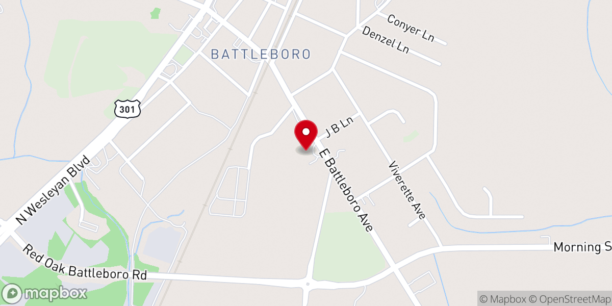 Map showing location of Battleboro United Methodist