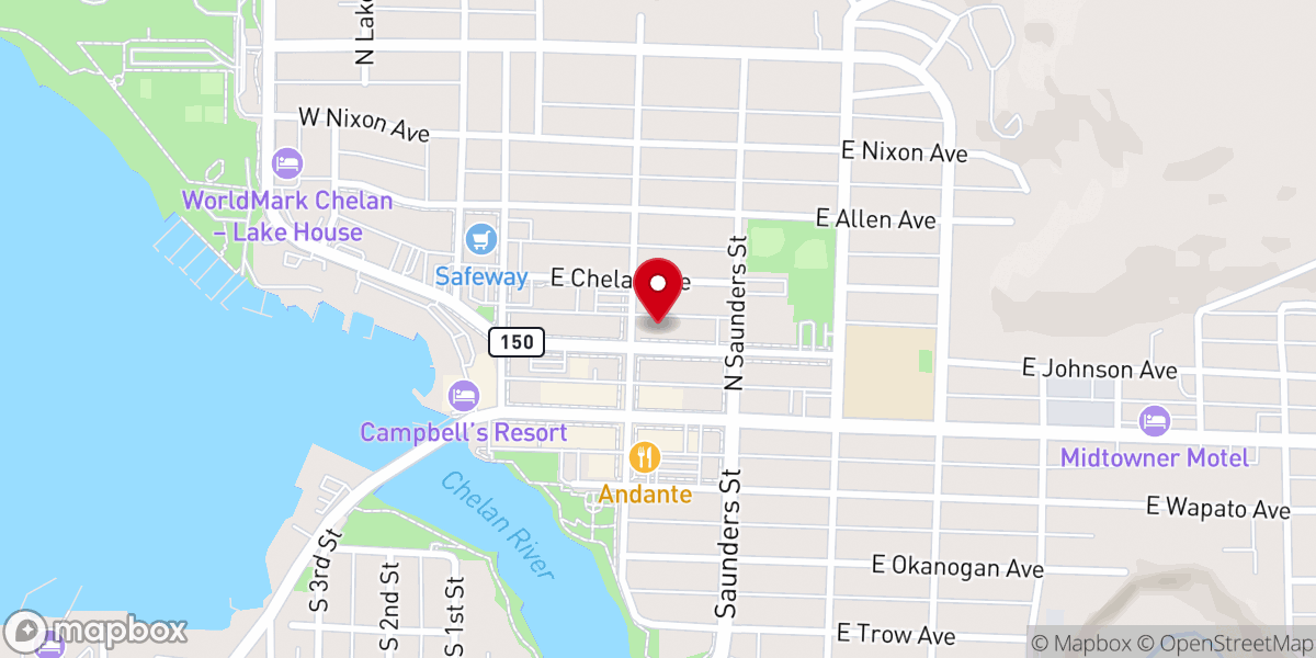 Map showing location of Lake Chelan United Methodist Church