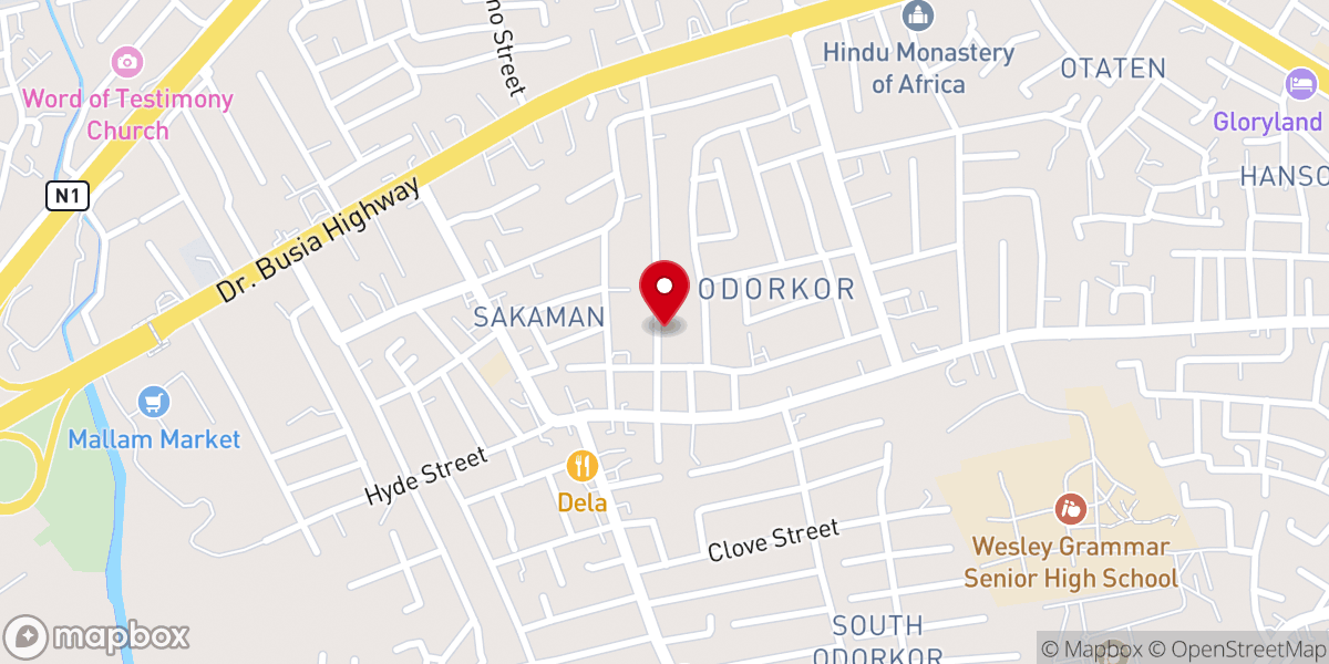 Map showing location of The Apostolic Church-Ghana, Rehoboth Assembly