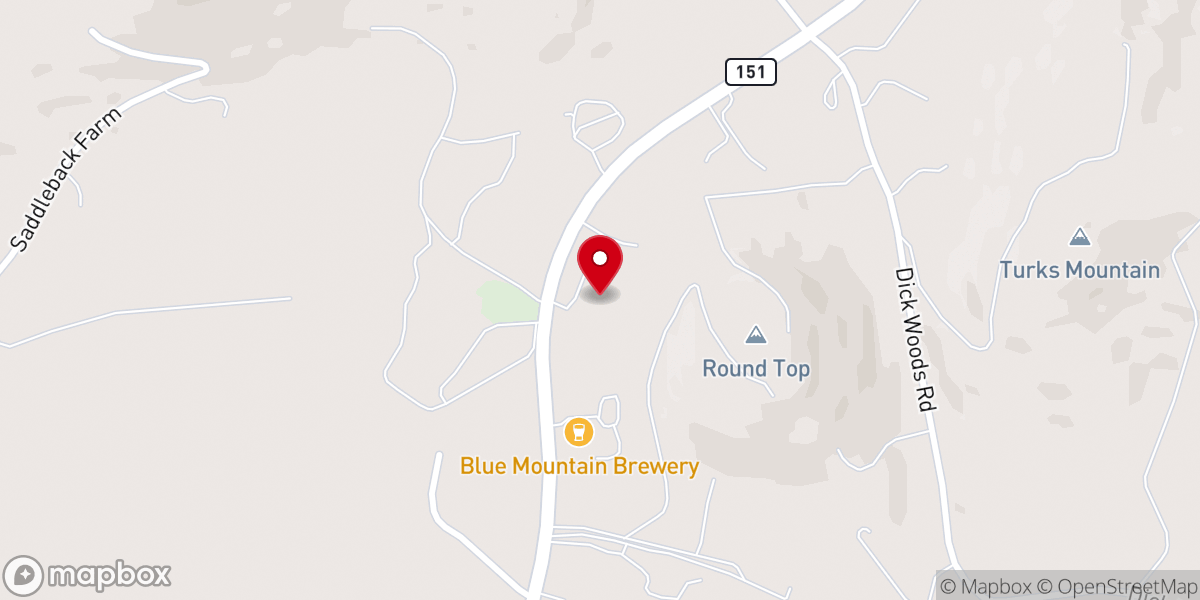 Map showing location of Church of the Blue Ridge