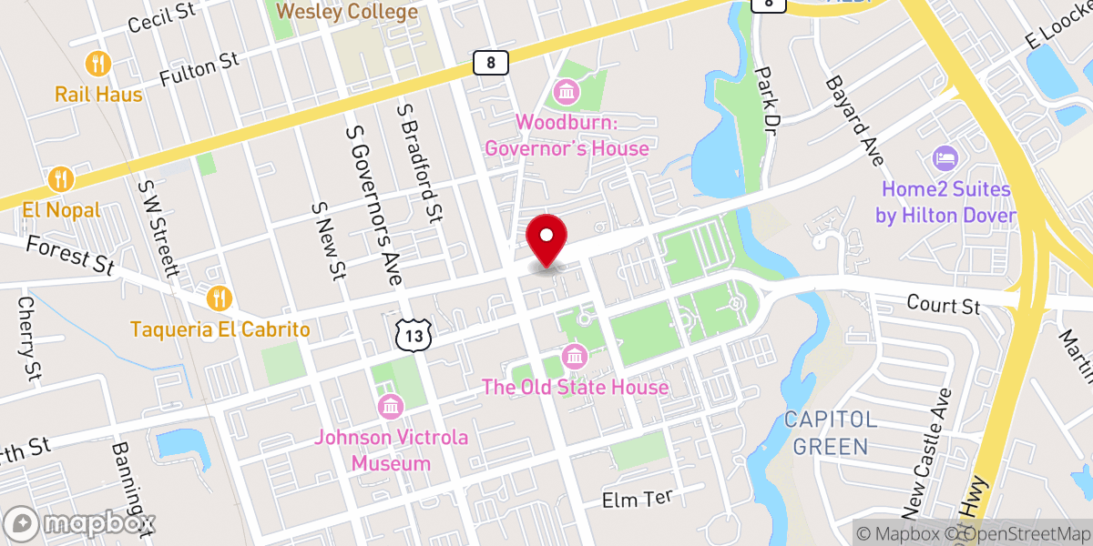 Map showing location of Wesley United Methodist Church Fellowship Hall
