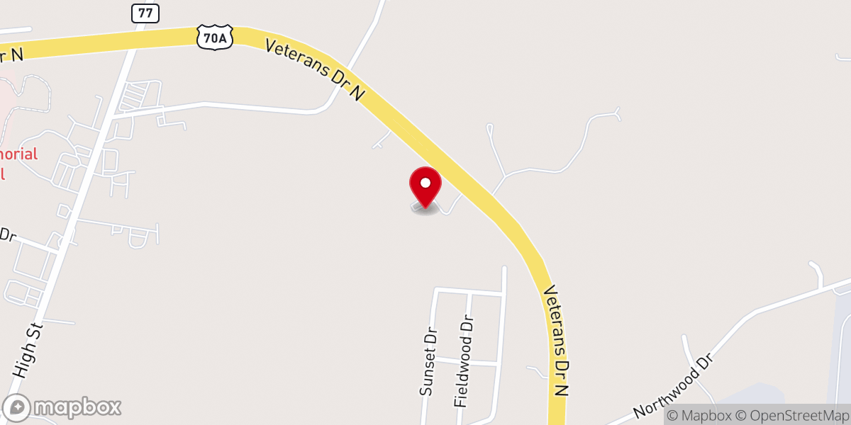 Map showing location of Eastview Baptist Church