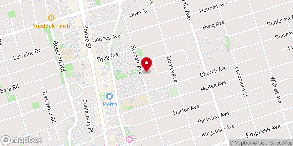 Map showing location of Willowdale United Church