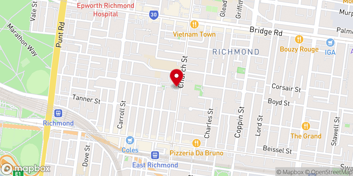 Map showing location of St Stephen’s Anglican Church