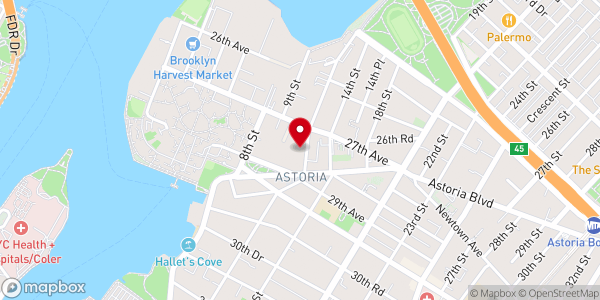 Map showing location of First Reformed Church of Astoria