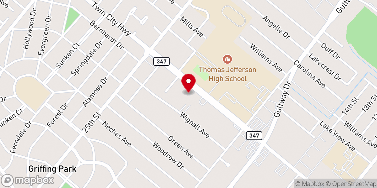 Map showing location of First Southern Methodist Church of Port Arthur