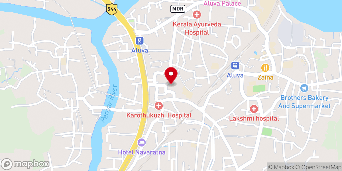 Map showing location of St. Dominic's Syro-Malabar Church, Aluva