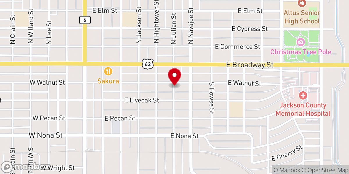 Map showing location of Great Plains Baptist Church