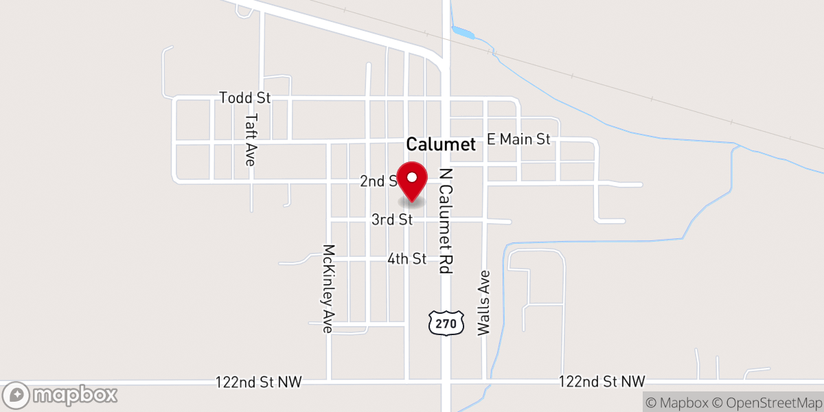Map showing location of Calumet Baptist Church