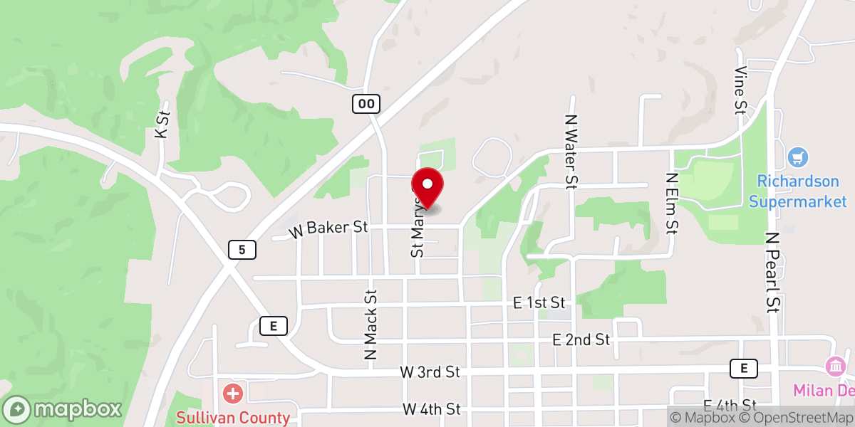 Map showing location of St Mary's Catholic Church