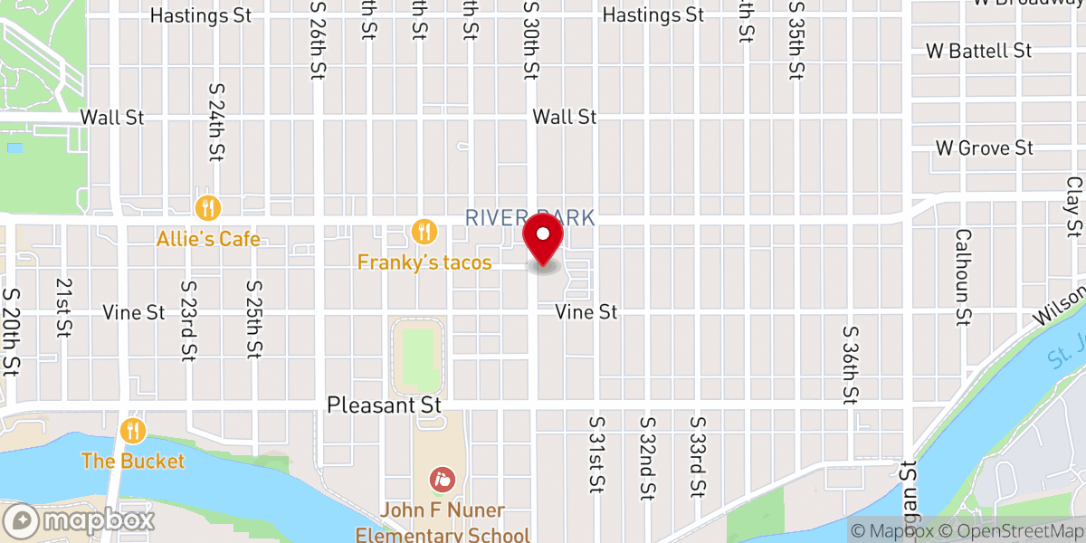 Map showing location of Gospel Center Missionary Church