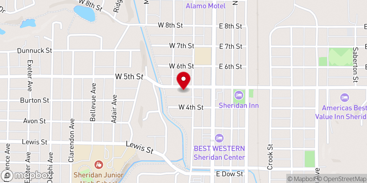Map showing location of Real Life Church in Sheridan