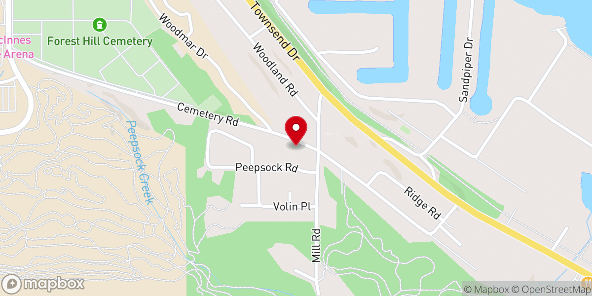 Map showing location of Peace Evangelical Lutheran Church