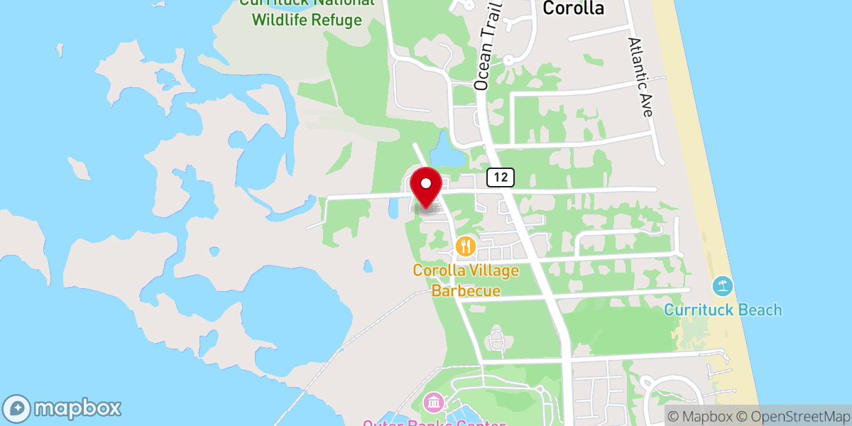 Map showing location of Corolla Chapel