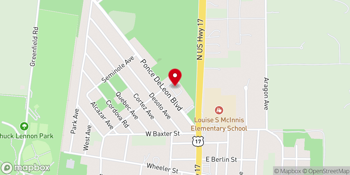Map showing location of De Leon Springs United Methodist