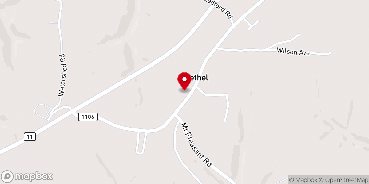 Map showing location of Bethel Methodist Church