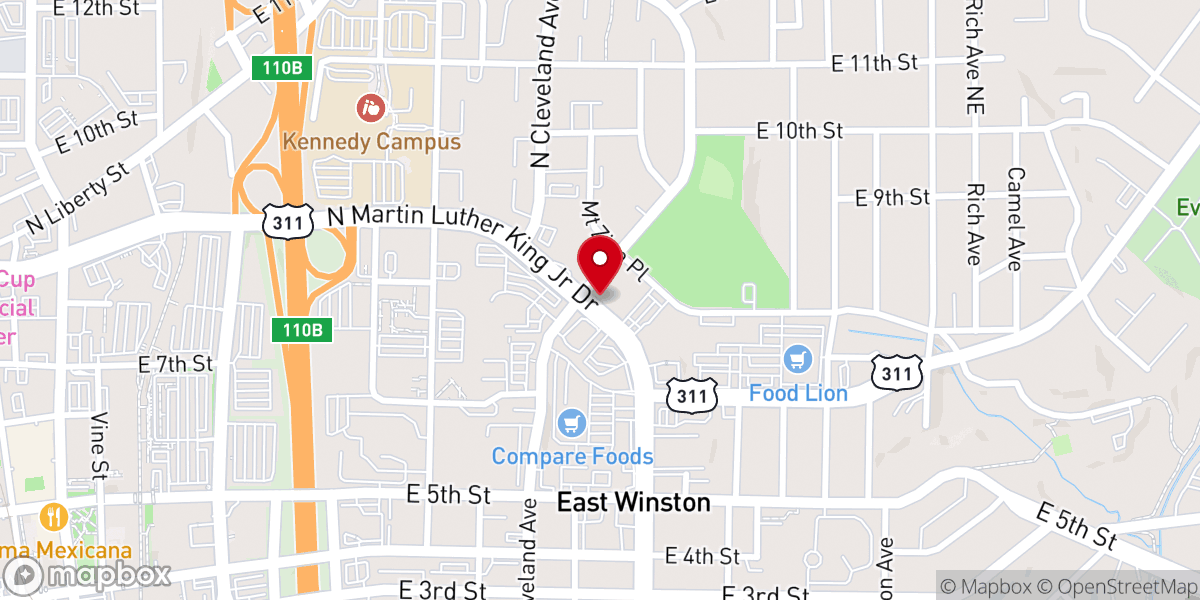 Map showing location of Mount Zion Church