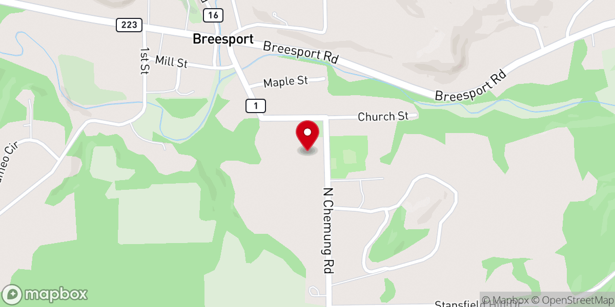 Map showing location of Breesport Baptist Church