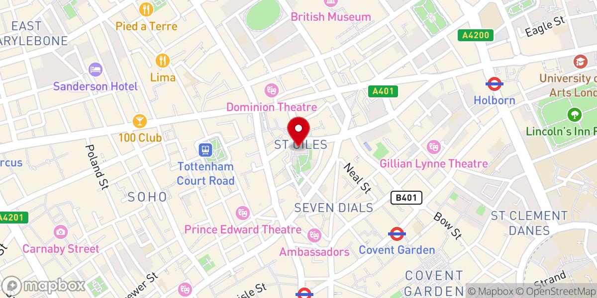 Map showing location of St Giles in the Fields