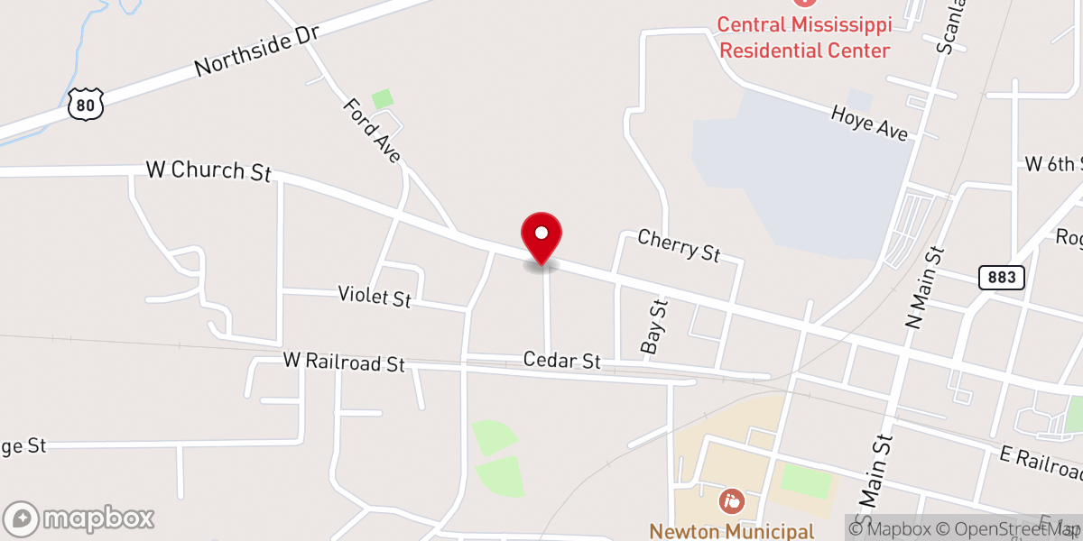 Map showing location of Newton Church of Christ