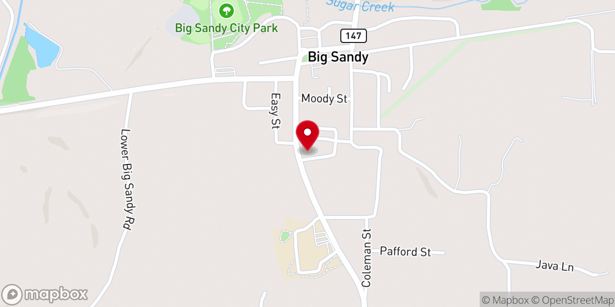 Map showing location of Big Sandy First Baptist Church