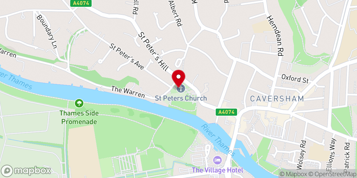 Map showing location of St Peter's Church