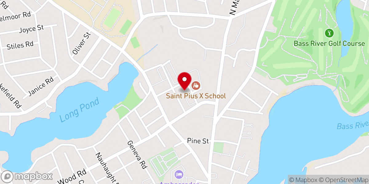 Map showing location of Saint Pius X Parish Life Center