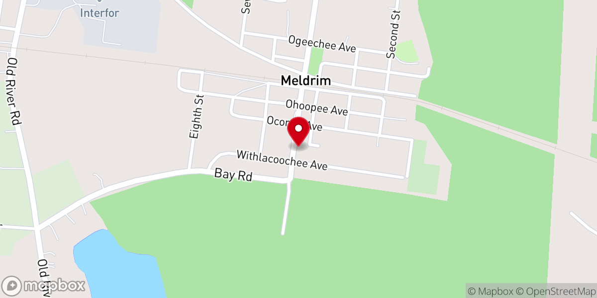 Map showing location of Meldrim Christian Church