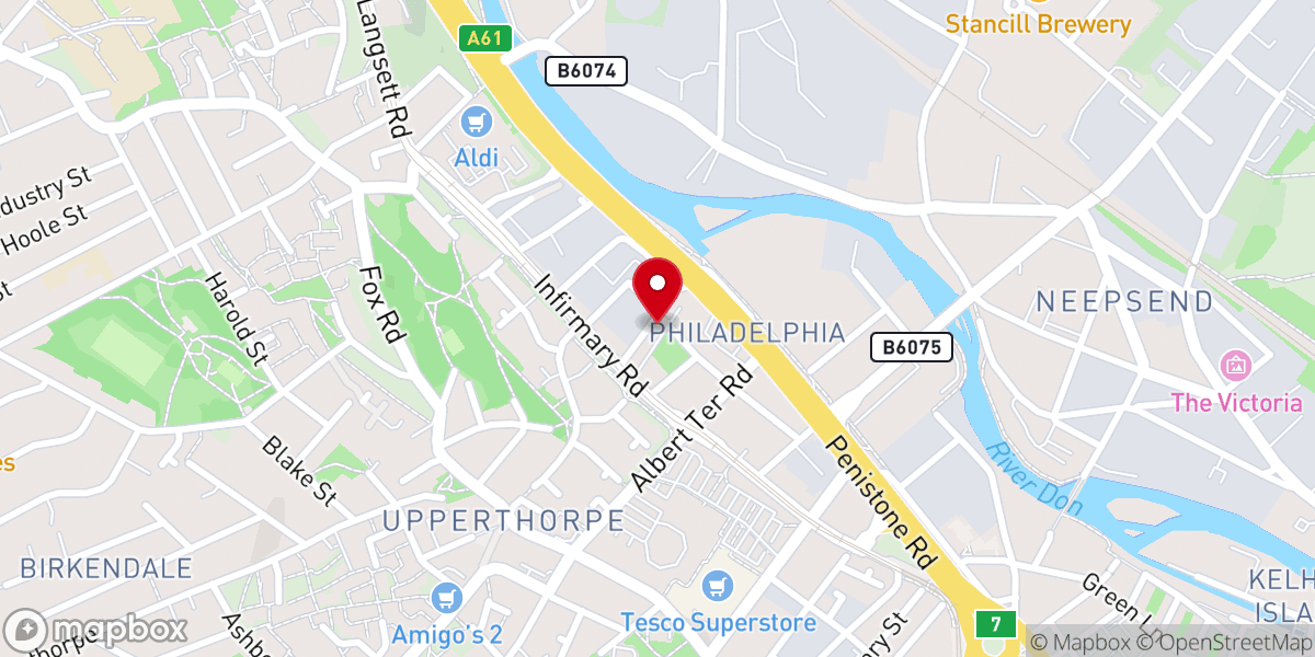 Map showing location of Network Church Sheffield Offices