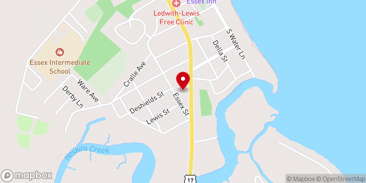 Map showing location of Budget Inn