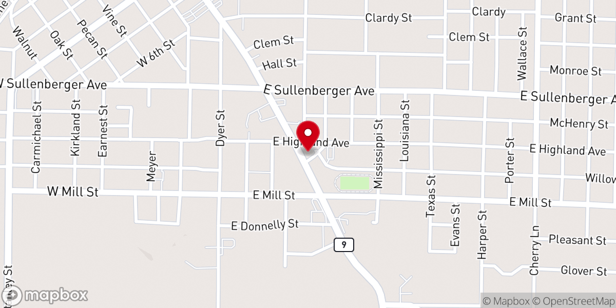 Map showing location of First Assembly of God Church