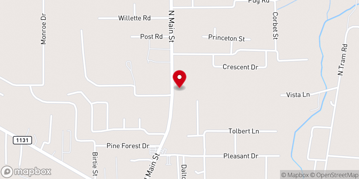 Map showing location of Pine Forest First Pentecostal Church
