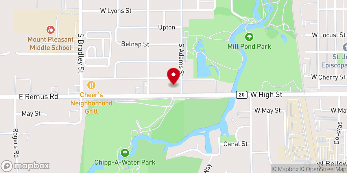Map showing location of Thrive Church