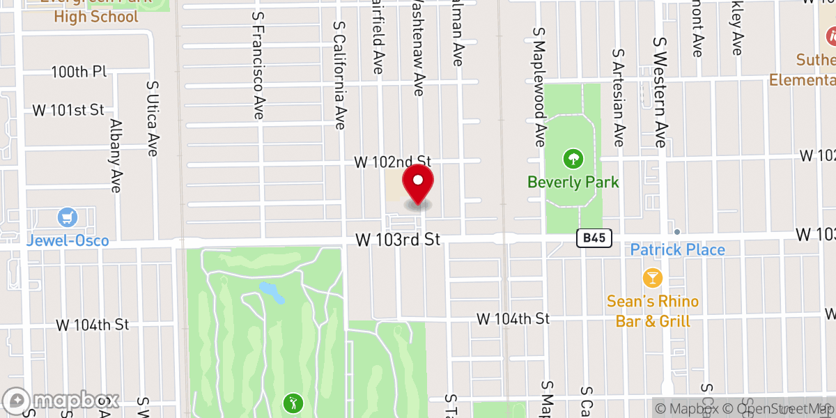 Map showing location of St. John Fisher Parish Rectory