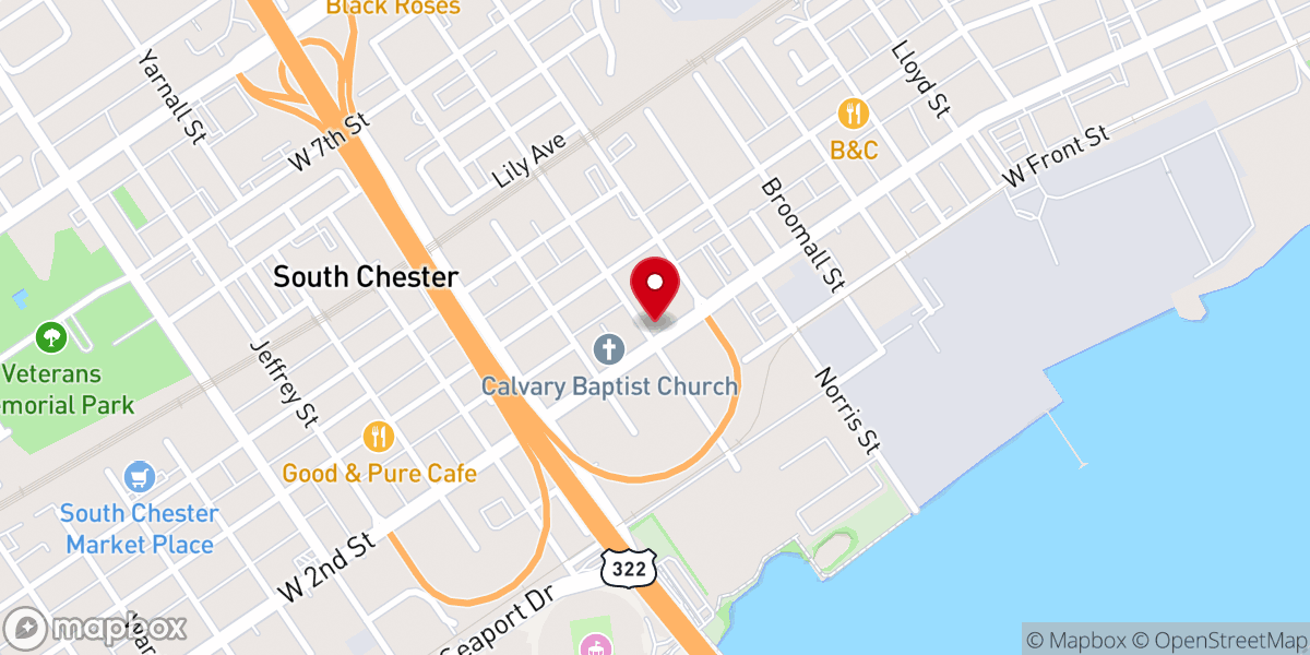 Map showing location of New Hope United Holy Baptist Church